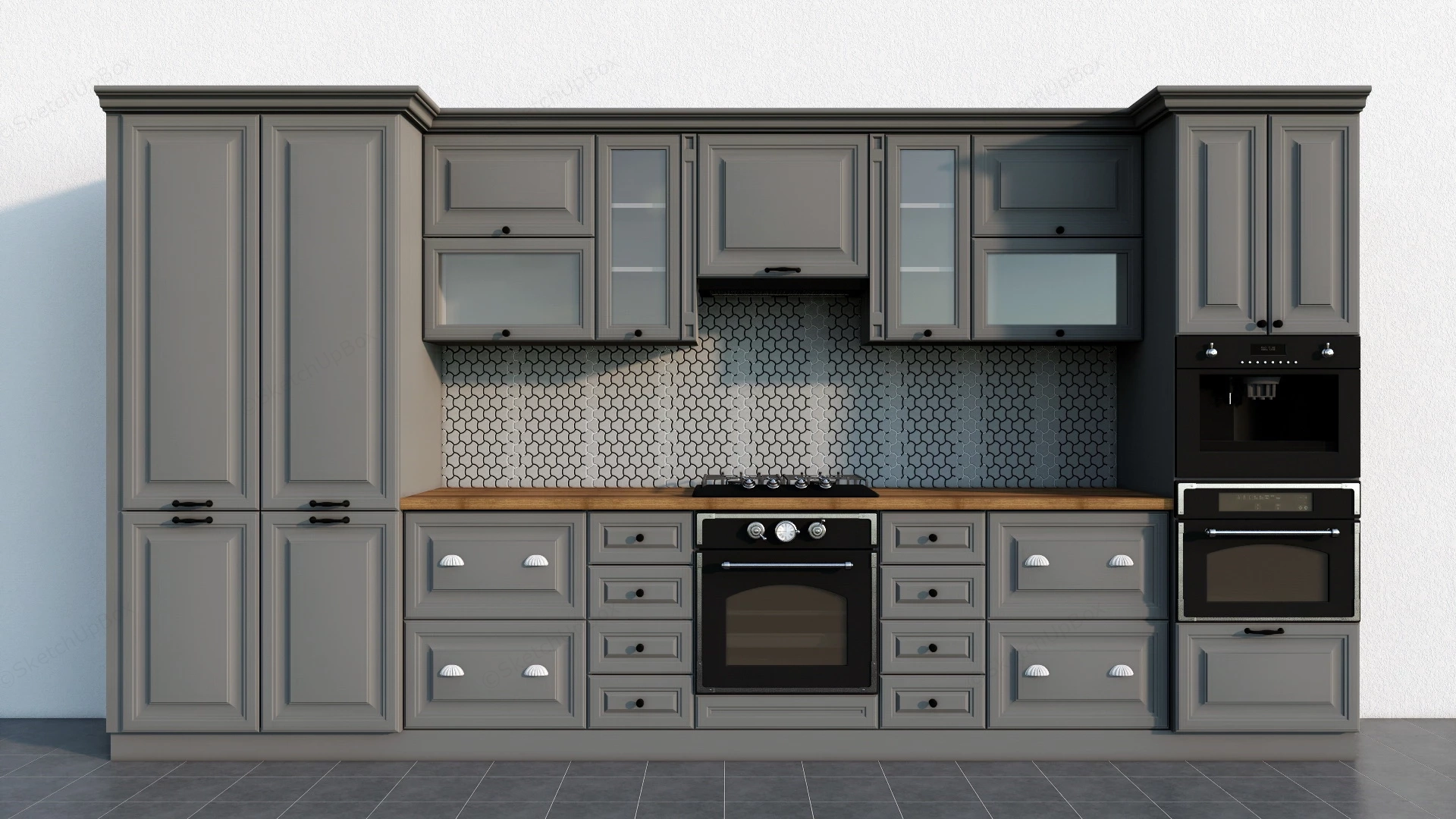 Grey Kitchen Cabinets sketchup model preview - SketchupBox