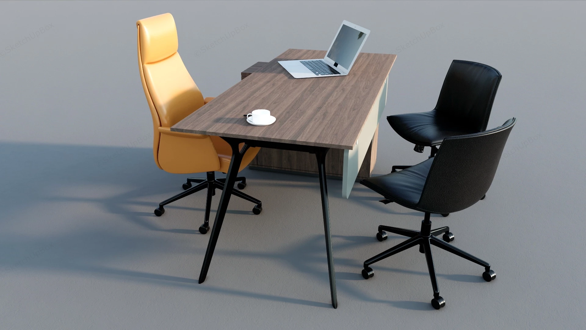 Modern Office Desk And Chairs sketchup model preview - SketchupBox