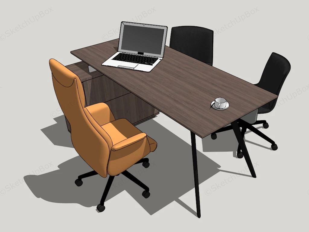 Modern Office Desk And Chairs sketchup model preview - SketchupBox