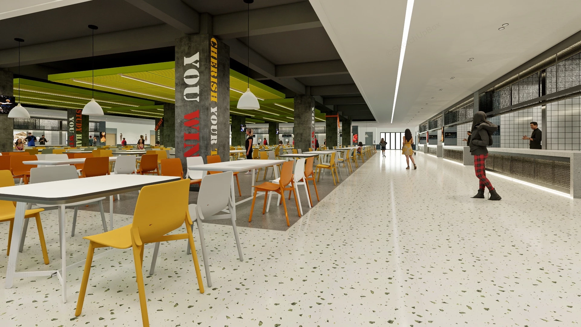 University Campus Canteen sketchup model preview - SketchupBox