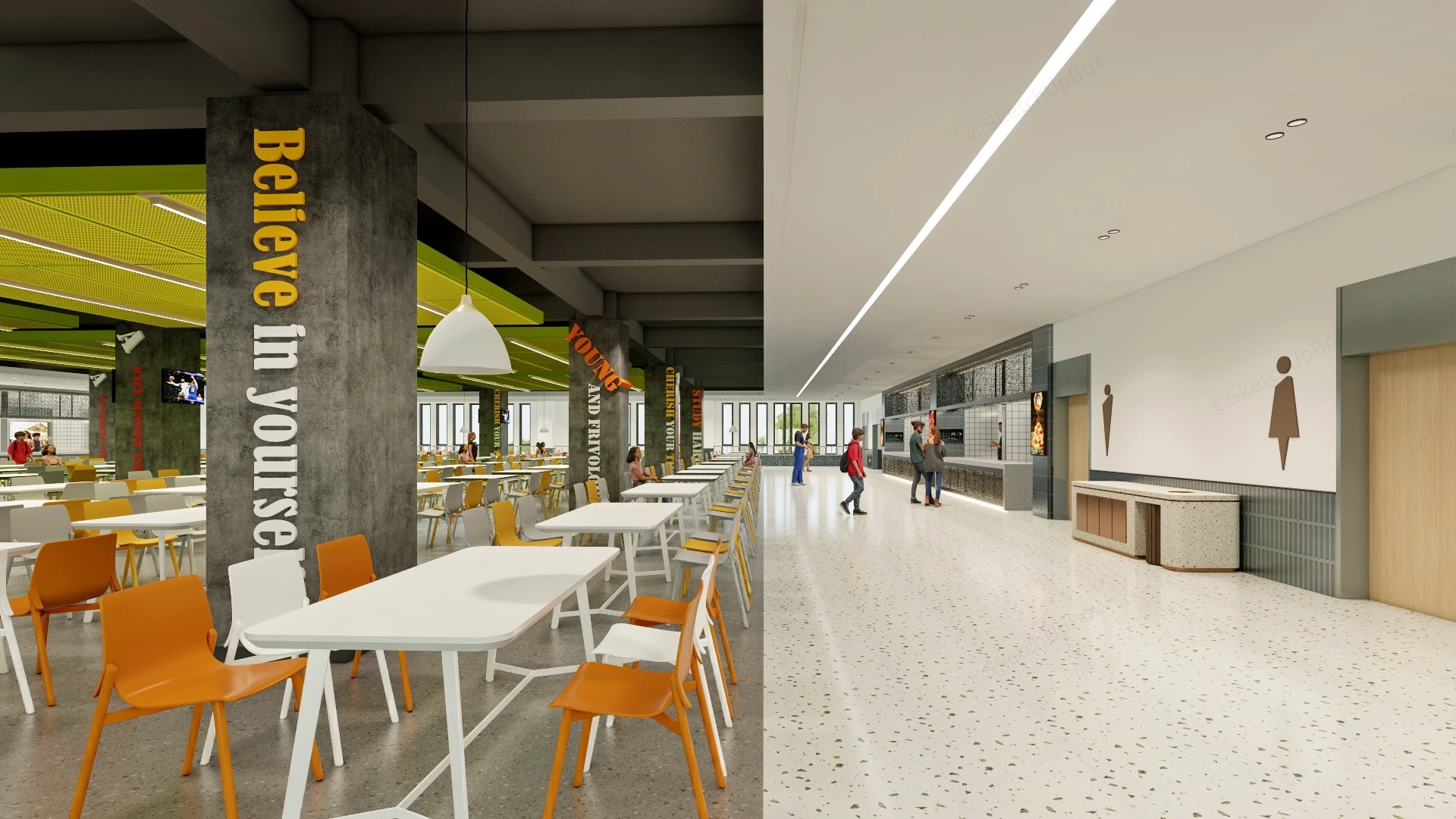 University Campus Canteen sketchup model preview - SketchupBox