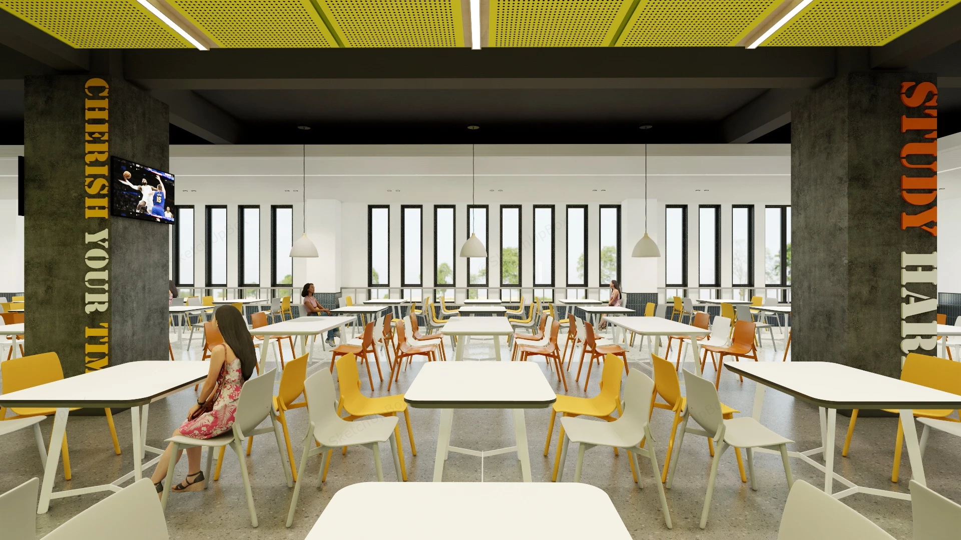 University Campus Canteen sketchup model preview - SketchupBox