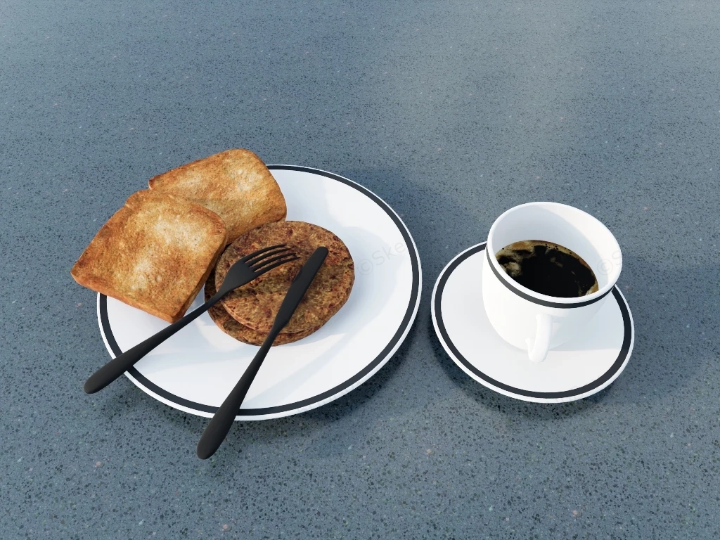 Breakfast With Coffee And Bread sketchup model preview - SketchupBox