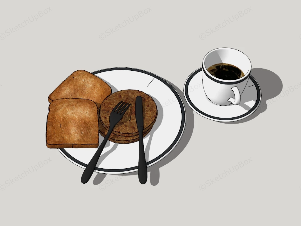Breakfast With Coffee And Bread sketchup model preview - SketchupBox