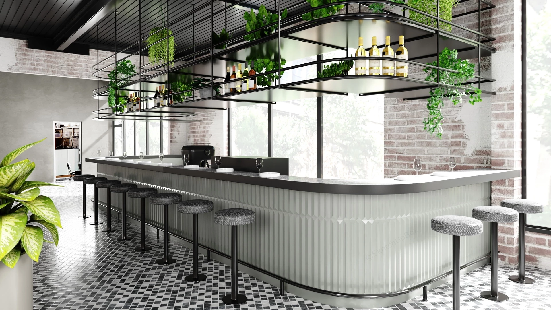 Commercial Bar Counter Design sketchup model preview - SketchupBox