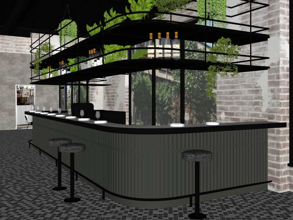 Commercial Bar Counter Design sketchup model preview - SketchupBox