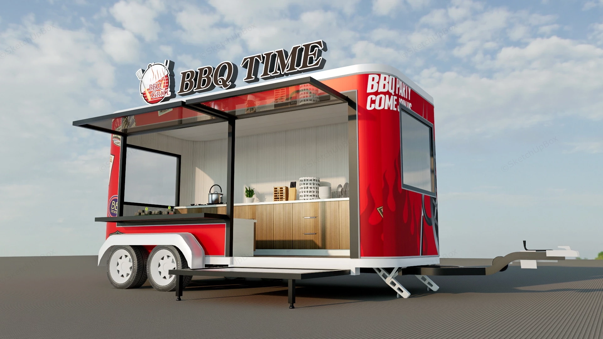 Mobile BBQ Trailer sketchup model preview - SketchupBox