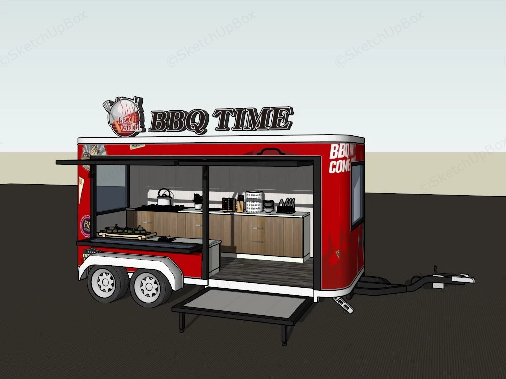 Mobile BBQ Trailer sketchup model preview - SketchupBox