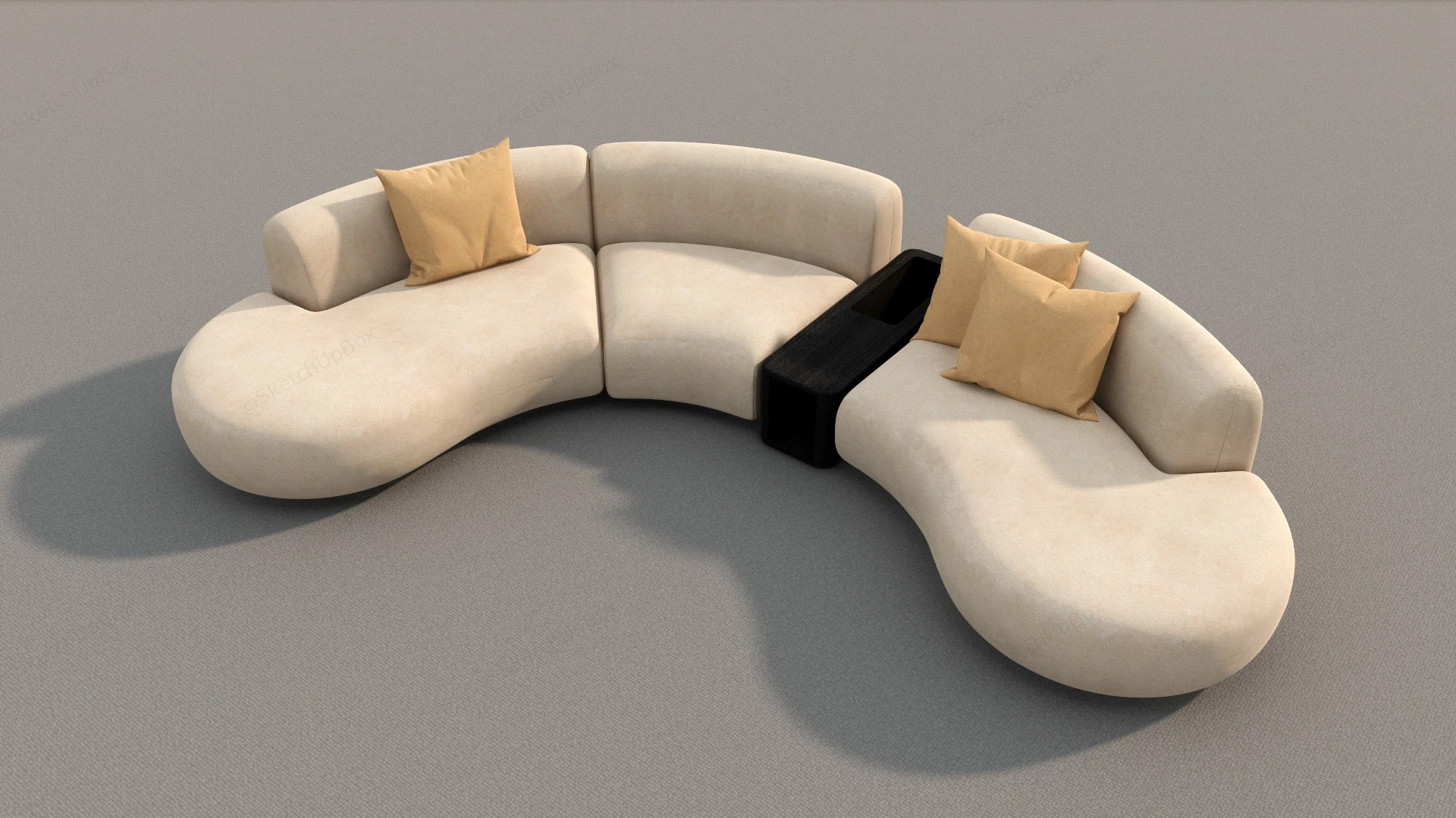 Curved Modern Sectional Sofa sketchup model preview - SketchupBox