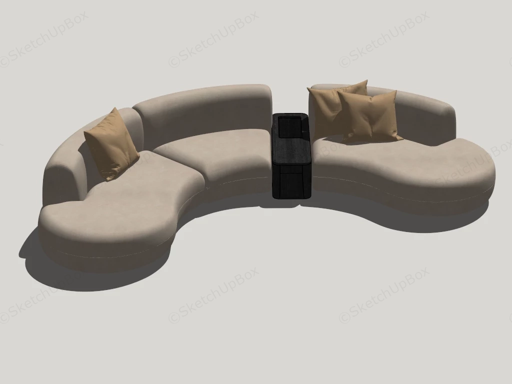 Curved Modern Sectional Sofa sketchup model preview - SketchupBox