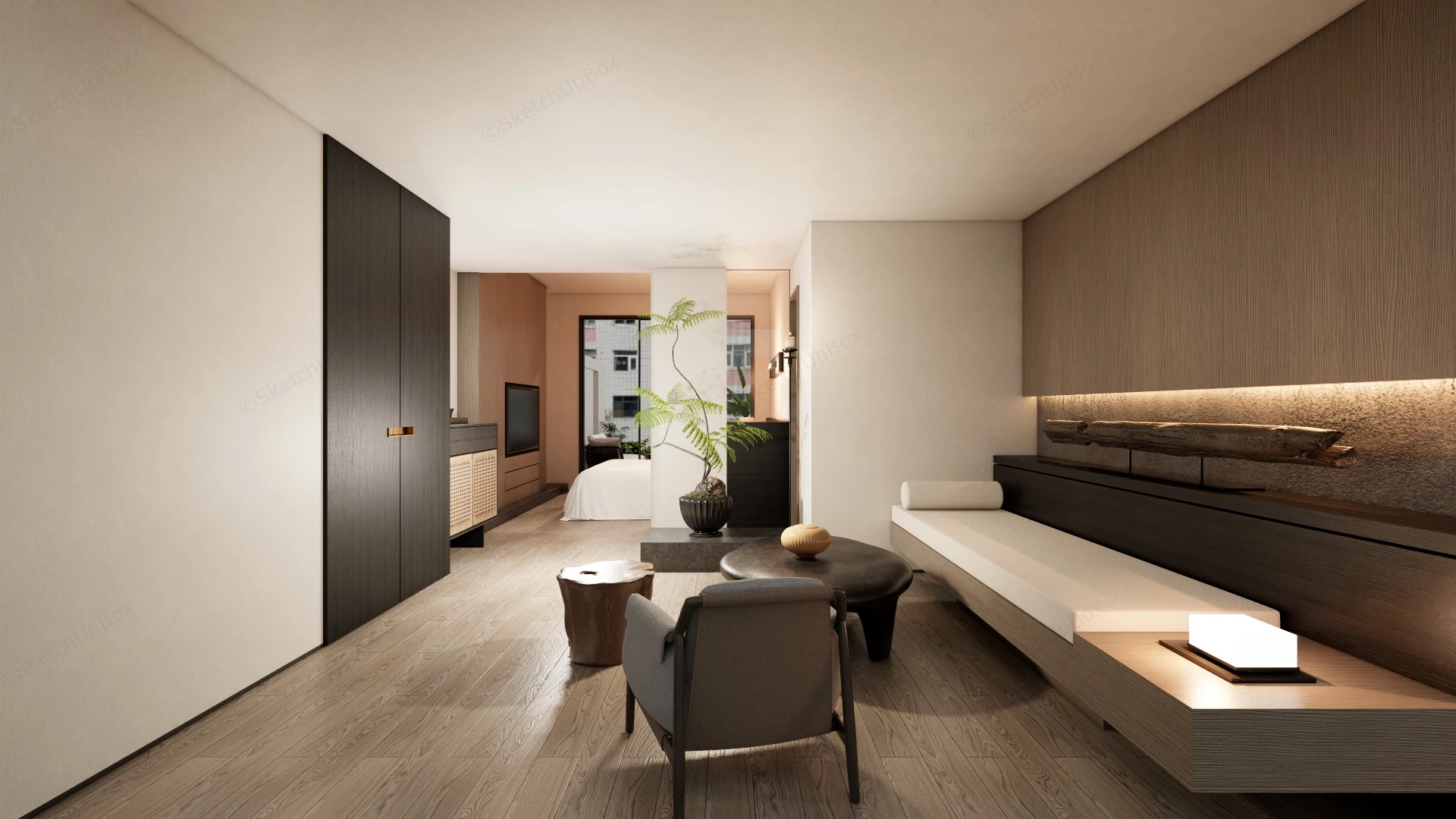 Hotel Suite Room Design sketchup model preview - SketchupBox