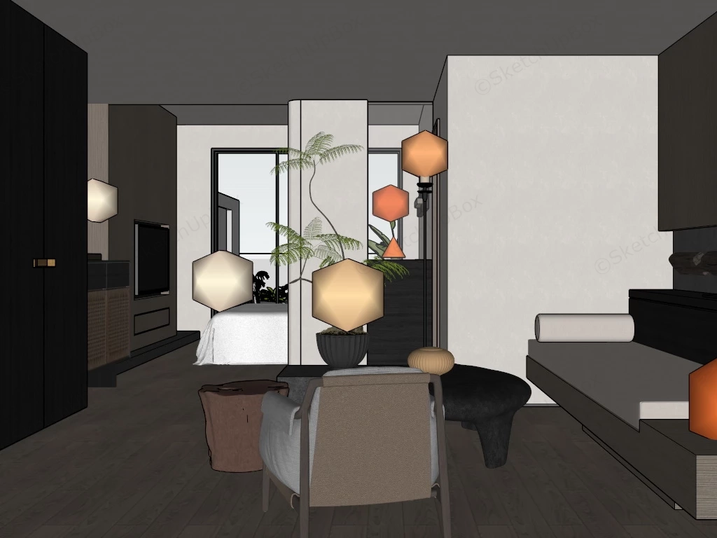 Hotel Suite Room Design sketchup model preview - SketchupBox