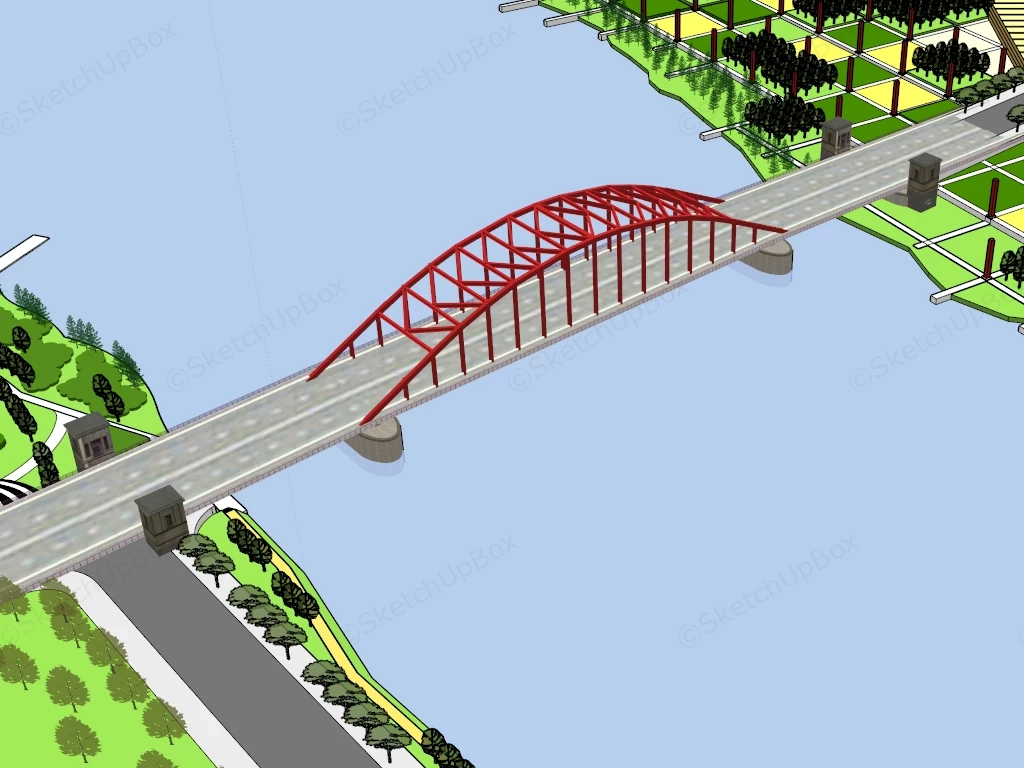 Small Town Bridge sketchup model preview - SketchupBox