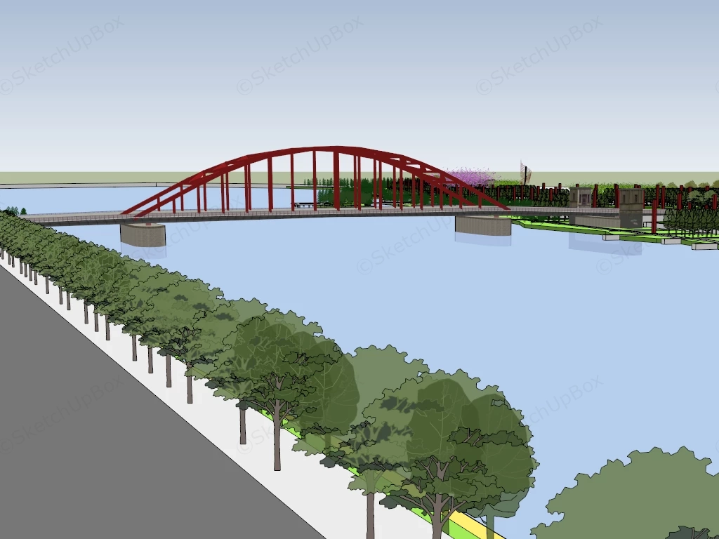Small Town Bridge sketchup model preview - SketchupBox