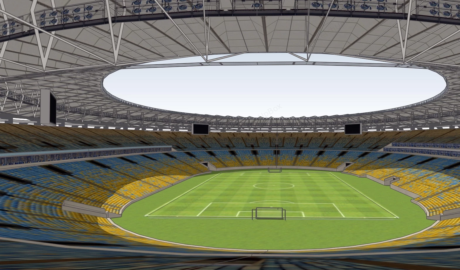 Oval Football Stadium sketchup model preview - SketchupBox