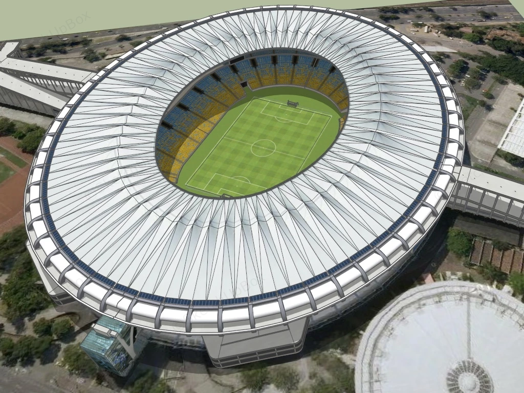 Oval Football Stadium sketchup model preview - SketchupBox