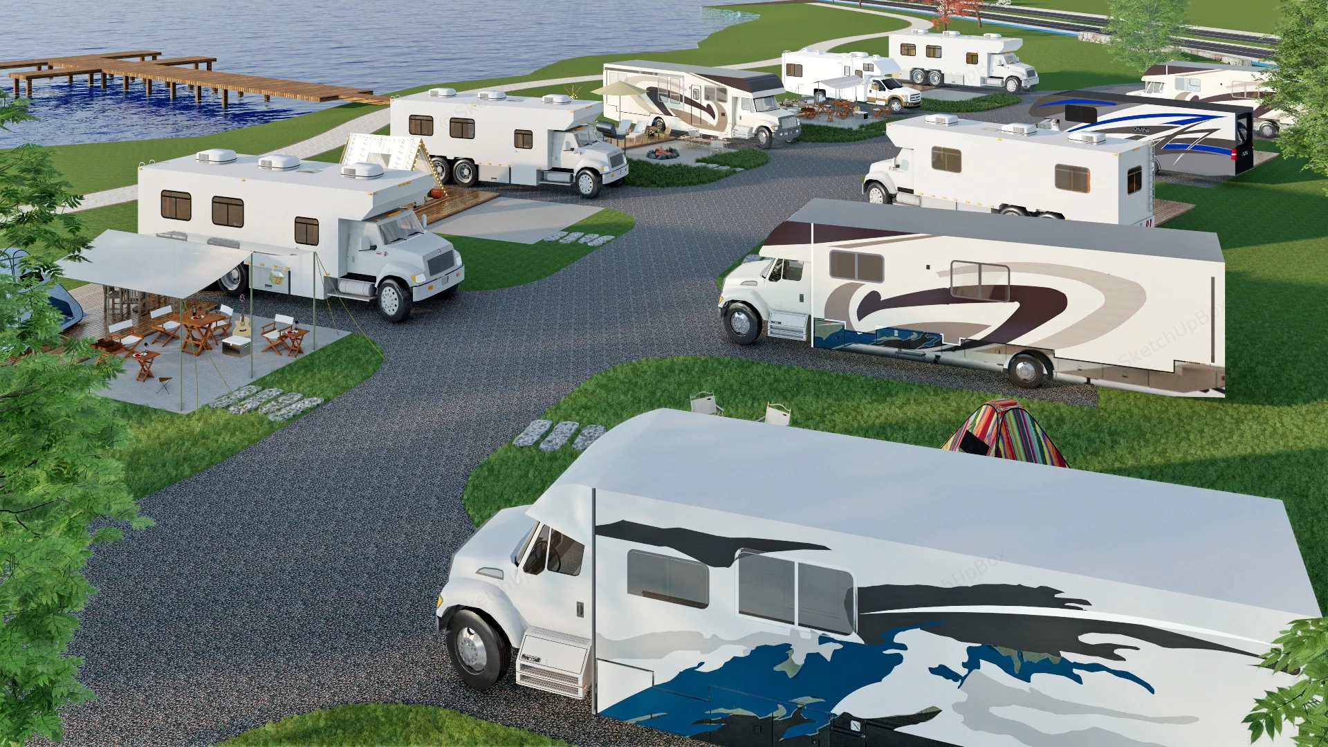 RV Resort Campground sketchup model preview - SketchupBox