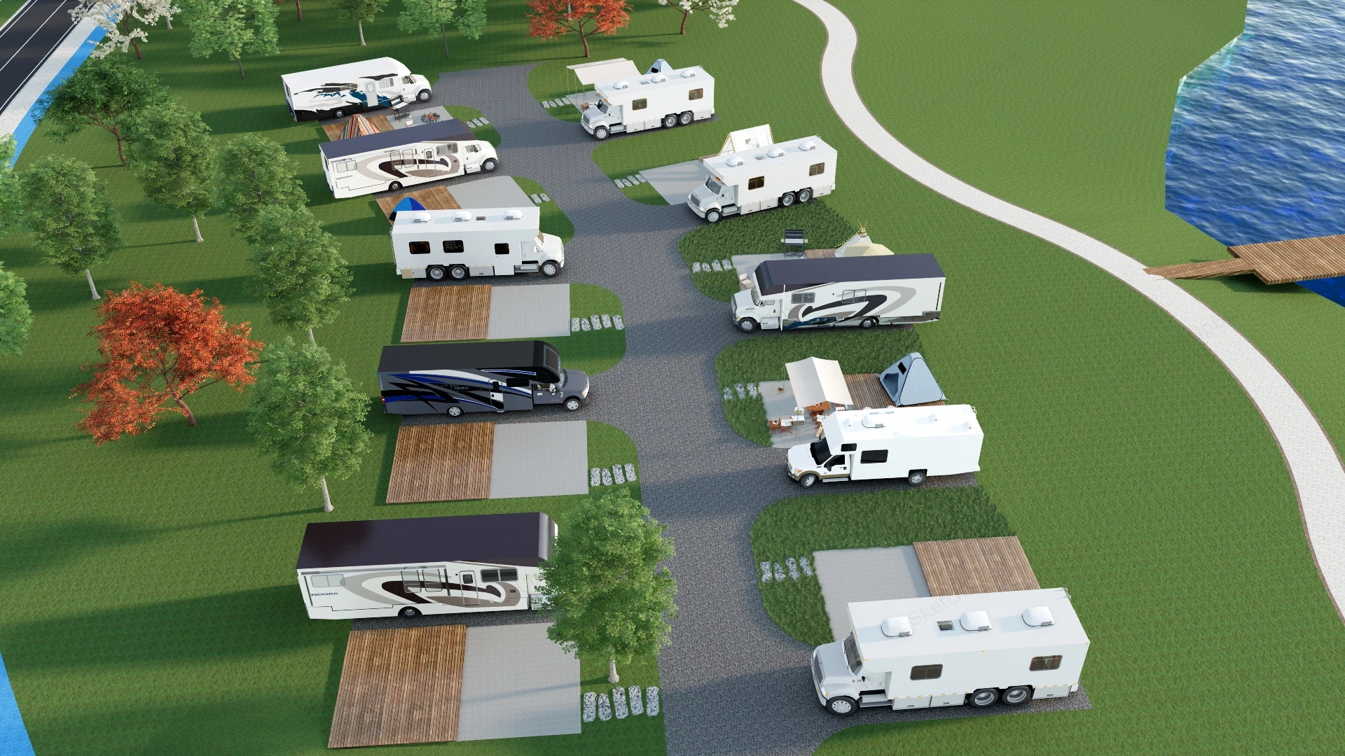 RV Resort Campground sketchup model preview - SketchupBox