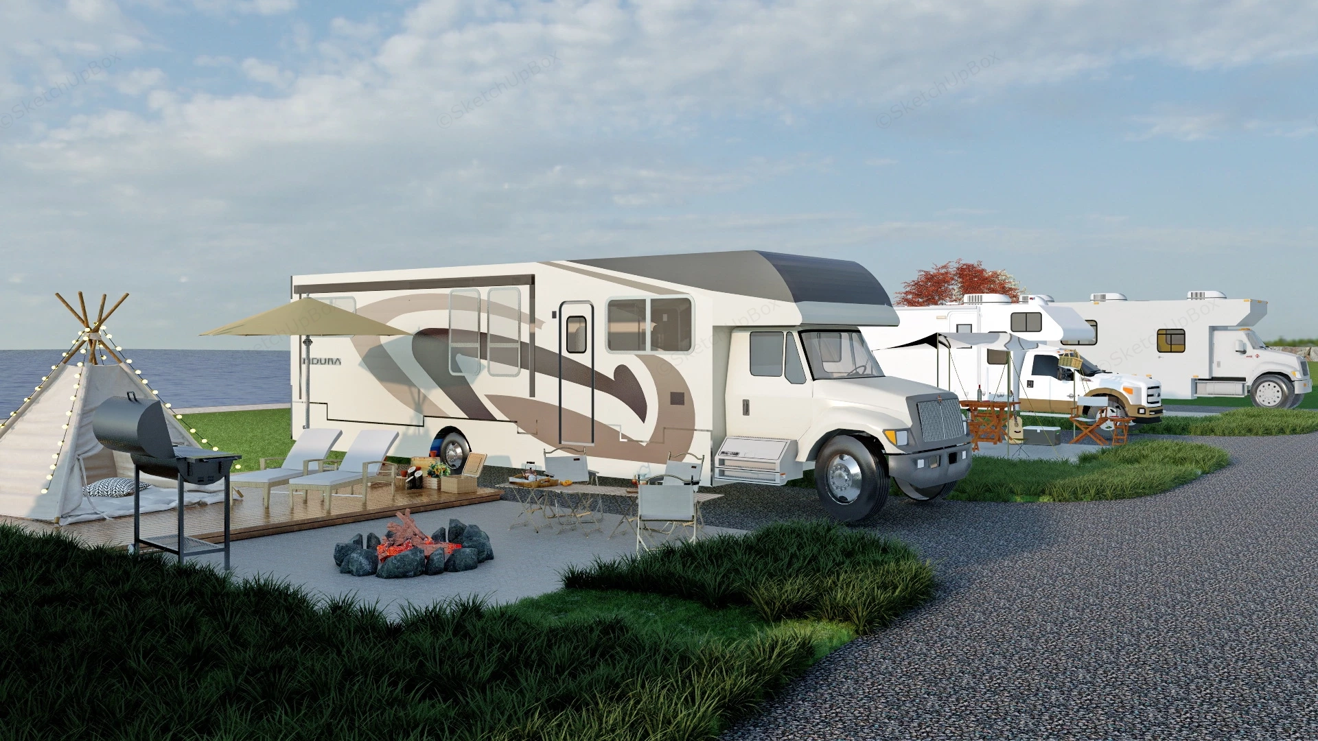 RV Resort Campground sketchup model preview - SketchupBox