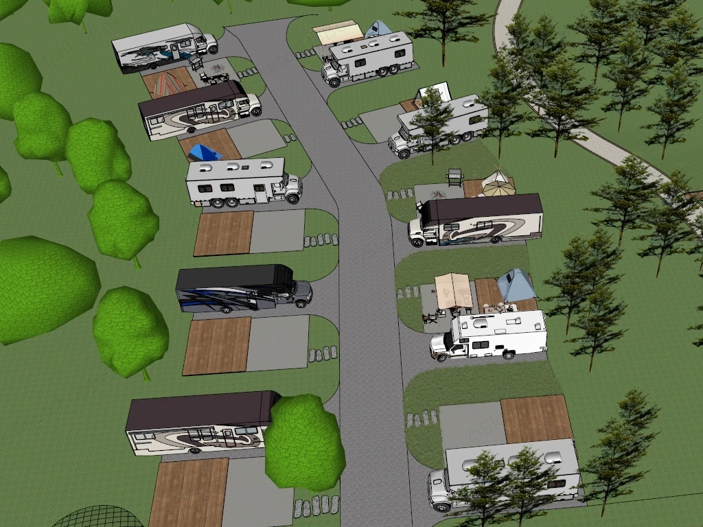 RV Resort Campground sketchup model preview - SketchupBox
