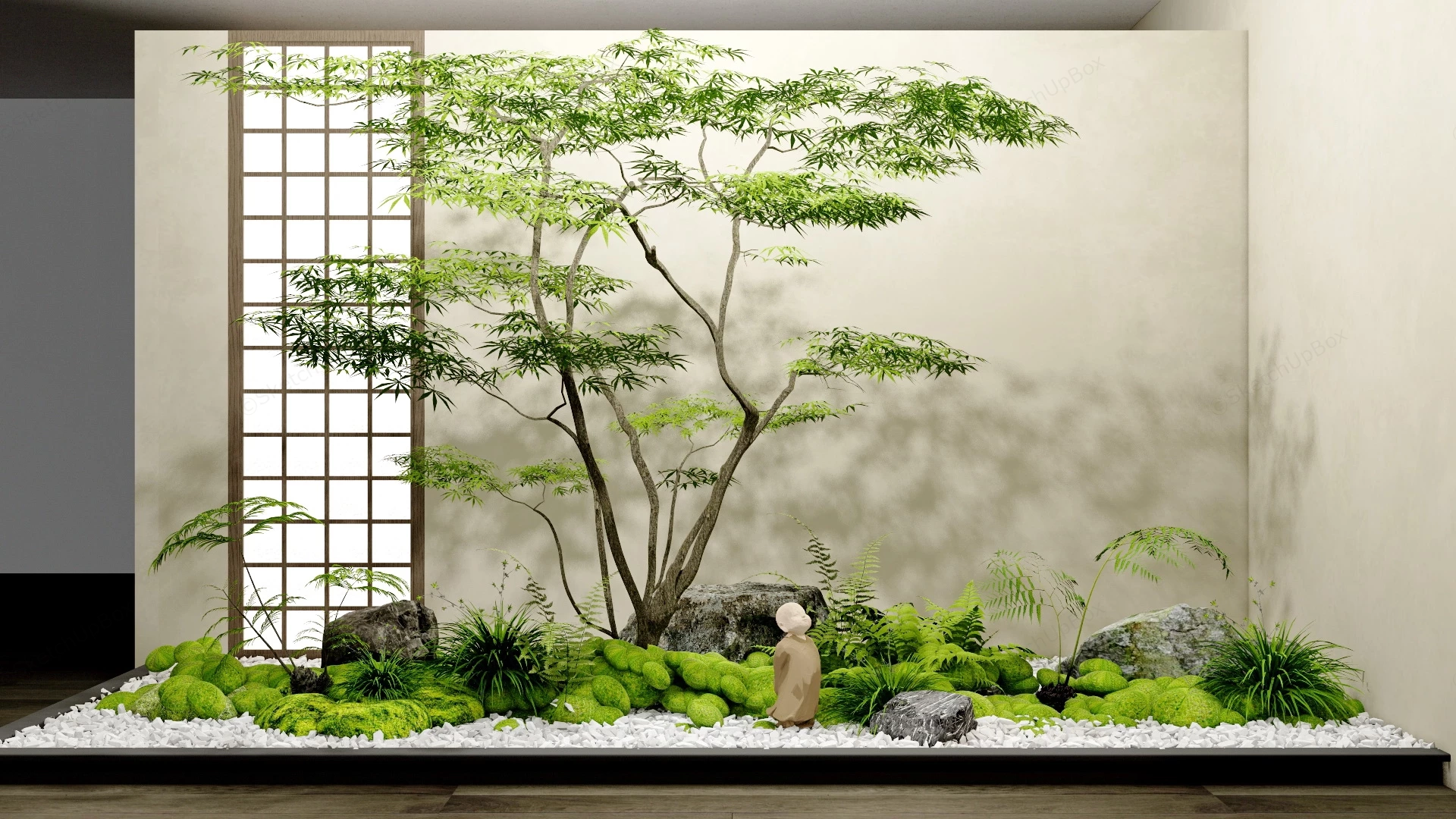 Indoor Zen Moss Garden sketchup model preview - SketchupBox