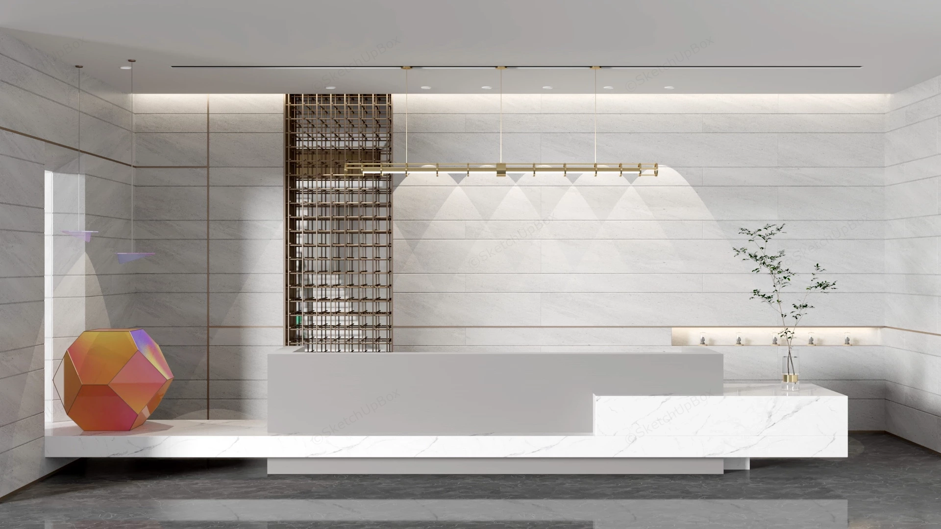Modern Hotel Reception Desk sketchup model preview - SketchupBox