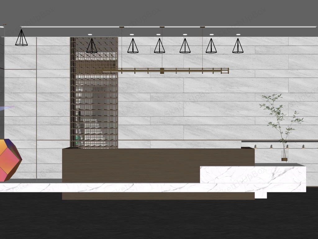 Modern Hotel Reception Desk sketchup model preview - SketchupBox