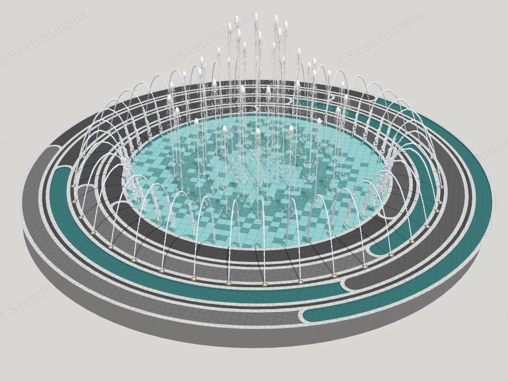 Dry Deck Fountain sketchup model preview - SketchupBox