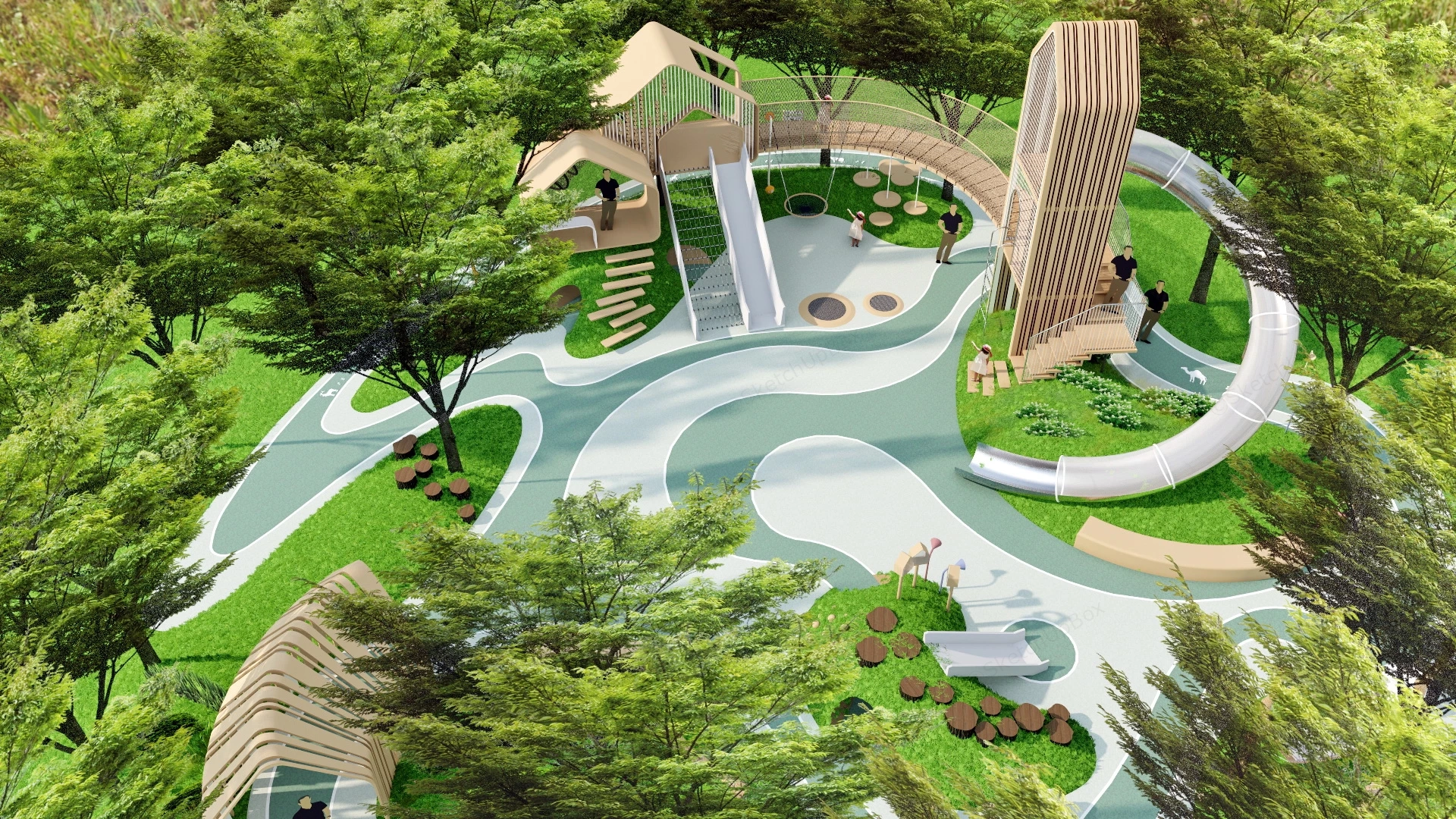 Community Children Playground sketchup model preview - SketchupBox
