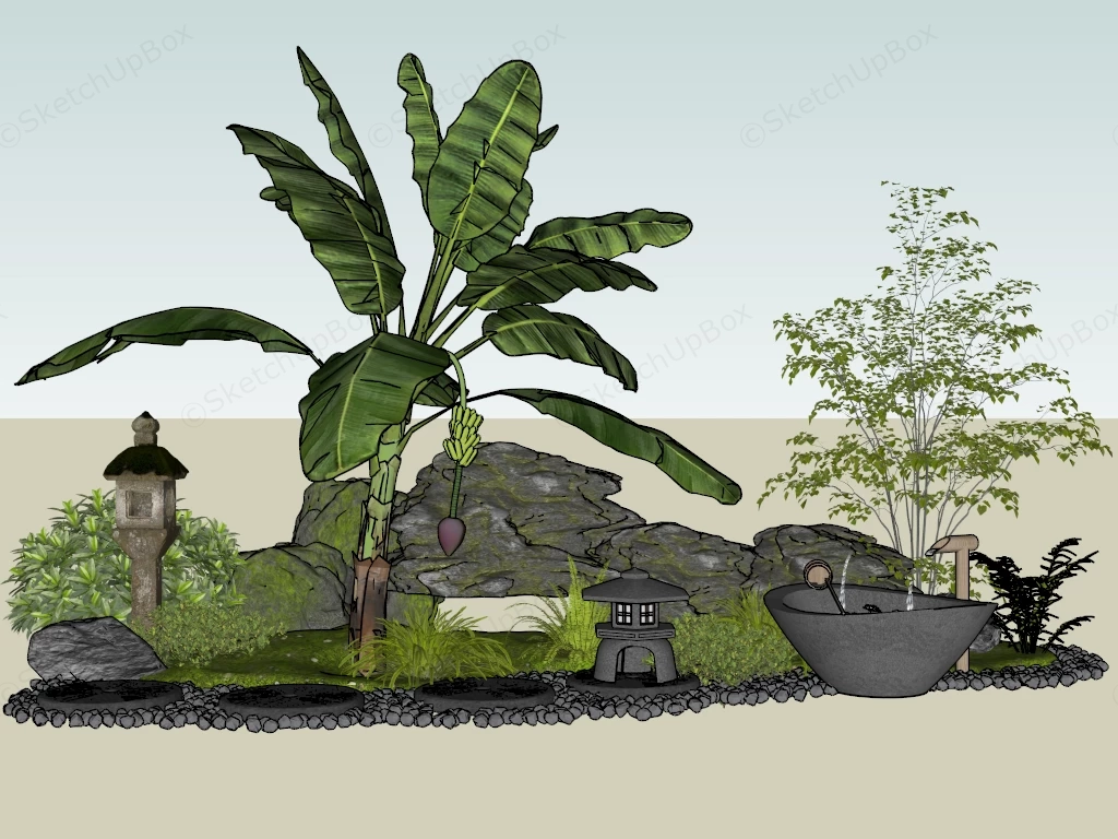 Japanese Garden Ornaments sketchup model preview - SketchupBox