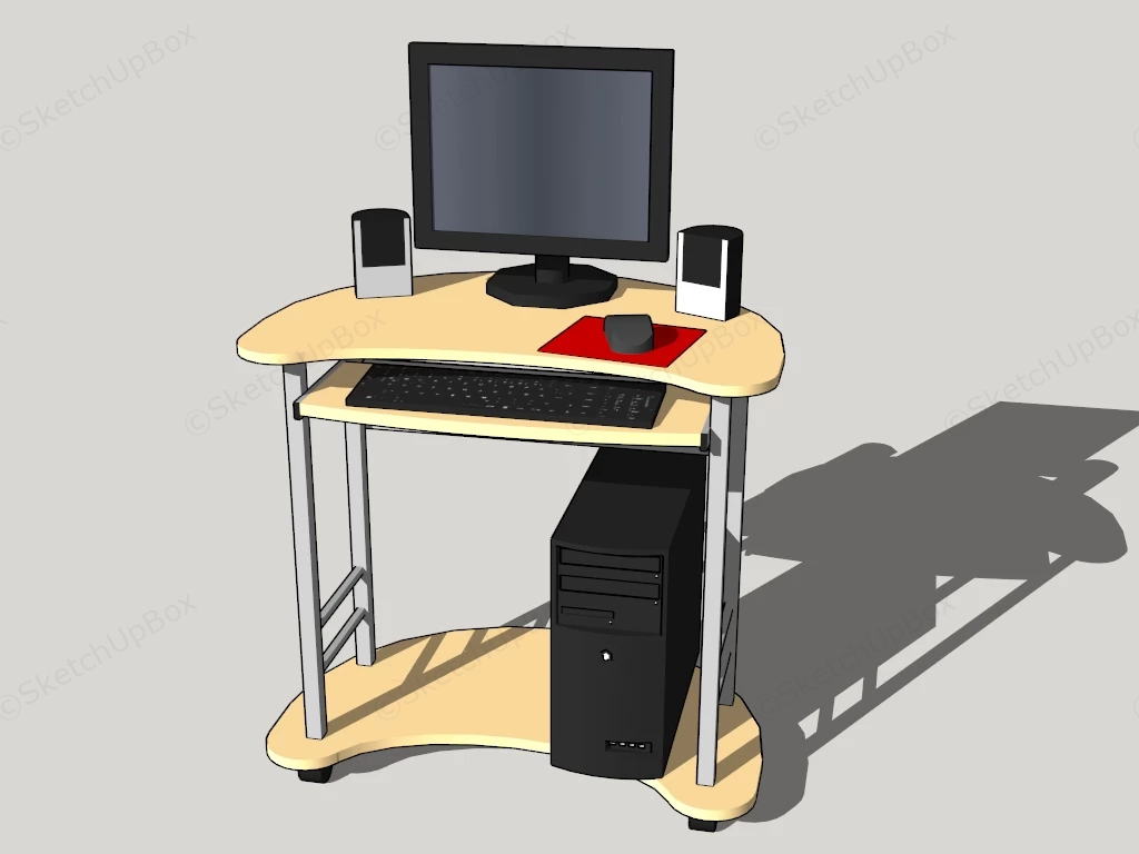 Small Computer Desk sketchup model preview - SketchupBox