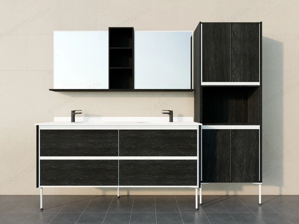 Black Bathroom Vanity And Cabient sketchup model preview - SketchupBox