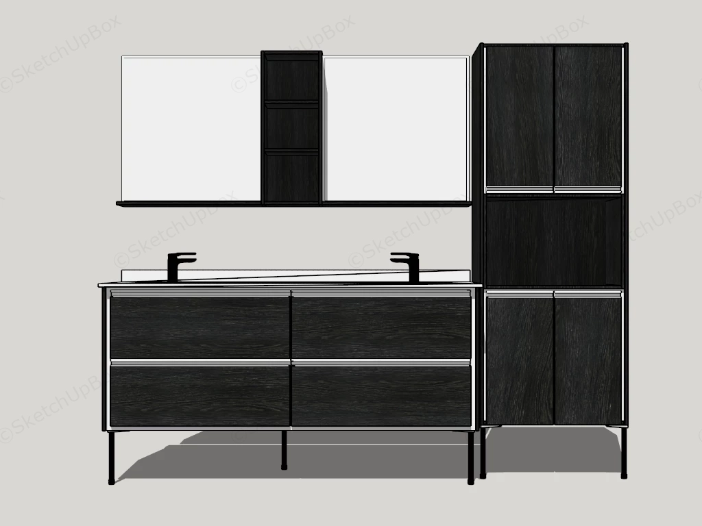 Black Bathroom Vanity And Cabient sketchup model preview - SketchupBox