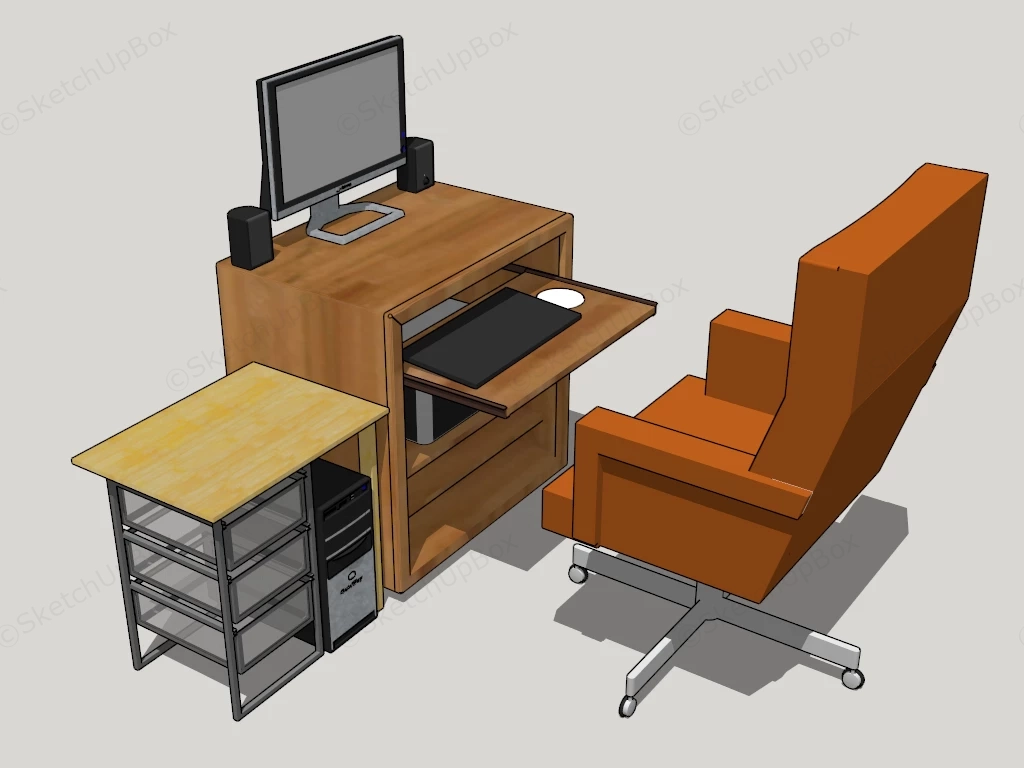 Home Office Computer Desk Workstation sketchup model preview - SketchupBox