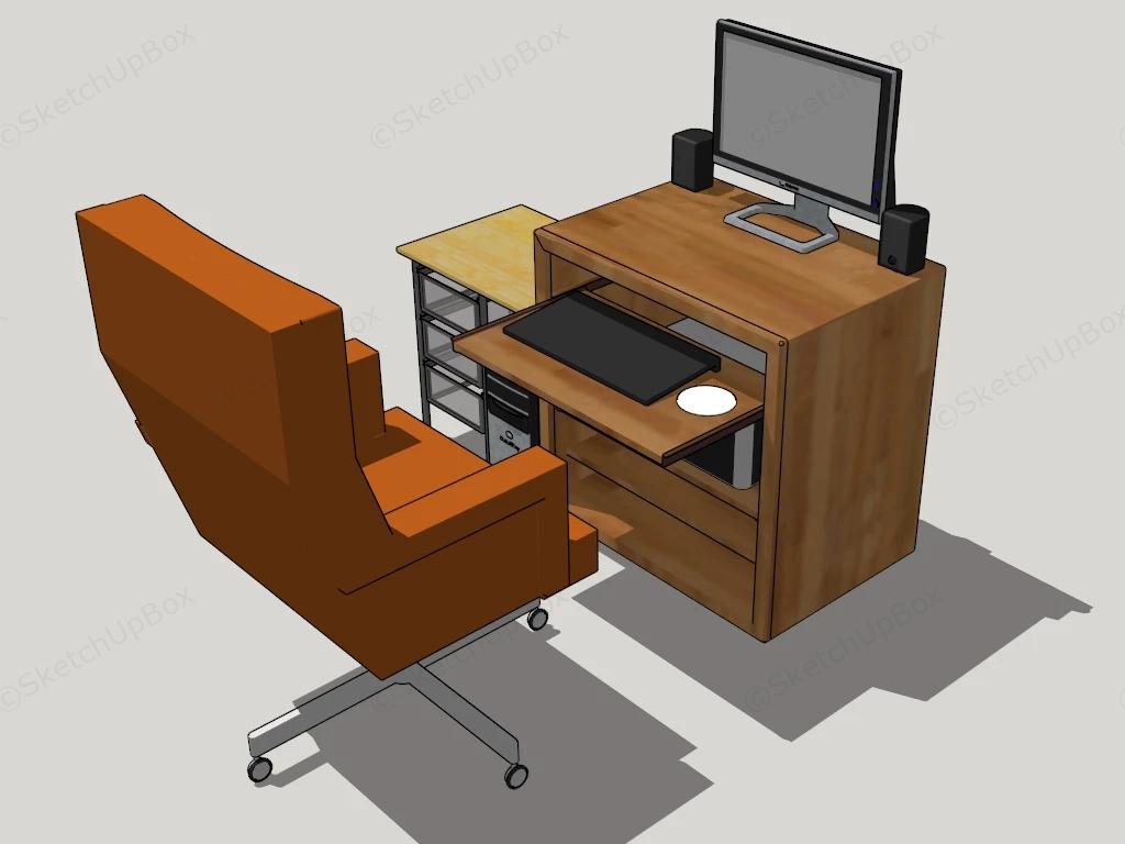 Home Office Computer Desk Workstation sketchup model preview - SketchupBox