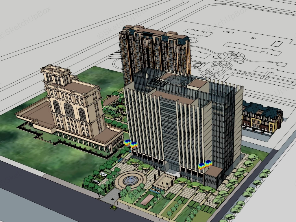 Customs Administration Building sketchup model preview - SketchupBox