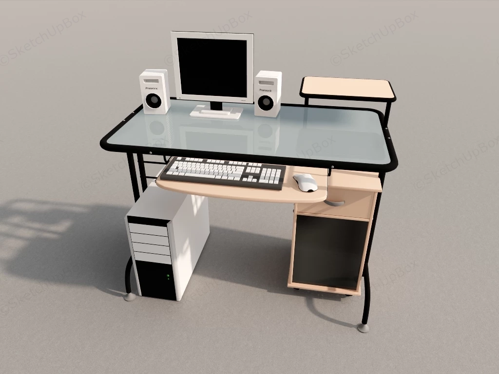 Home Office Computer Desk sketchup model preview - SketchupBox