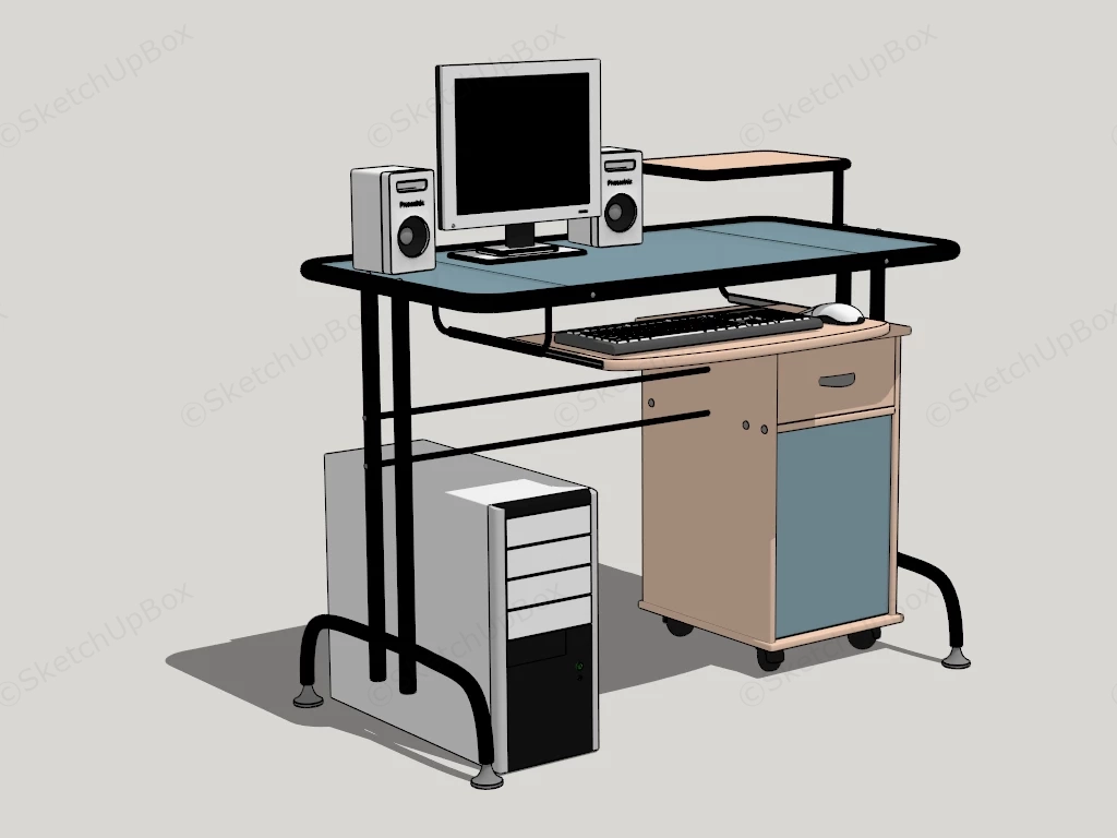 Home Office Computer Desk sketchup model preview - SketchupBox