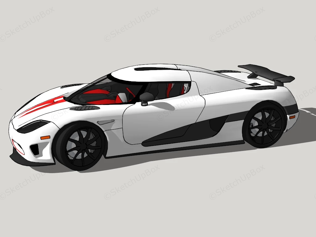 White Supercar sketchup model preview - SketchupBox