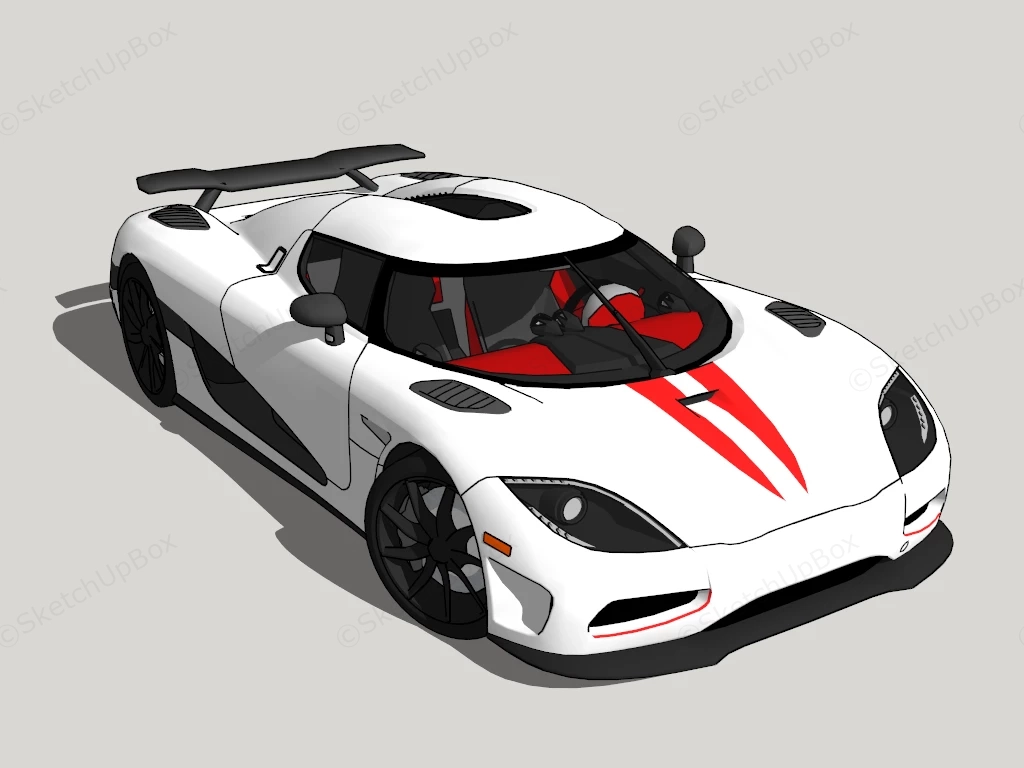 White Supercar sketchup model preview - SketchupBox