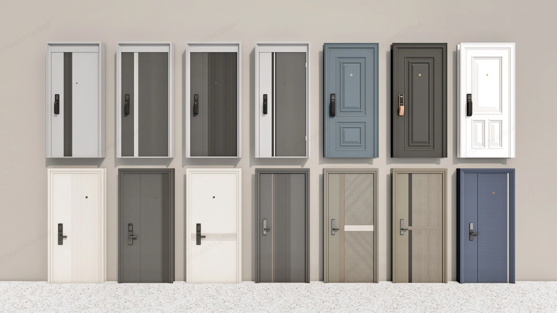 Modern Exterior House Doors sketchup model preview - SketchupBox