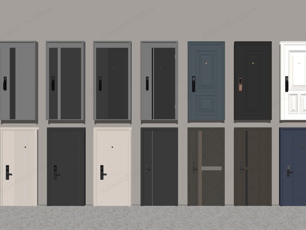 Modern Exterior House Doors sketchup model preview - SketchupBox