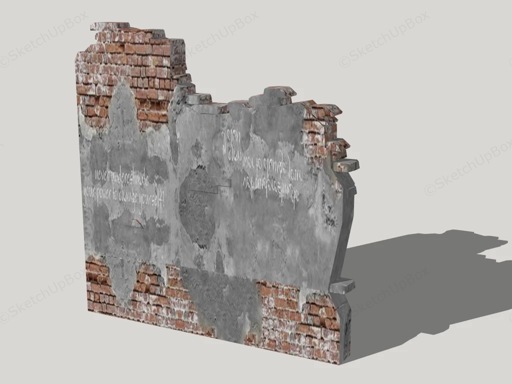 Old Brick & Cement Wall sketchup model preview - SketchupBox