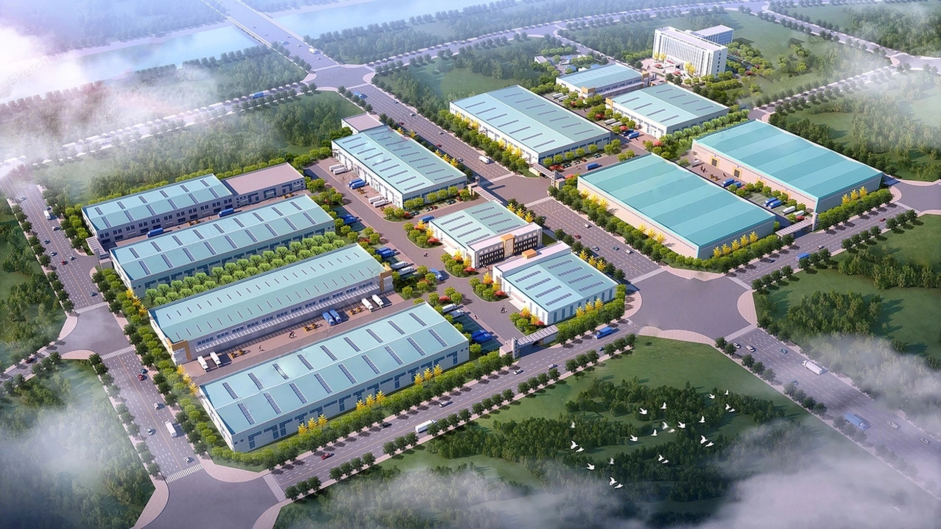 Logistics Park Design sketchup model preview - SketchupBox