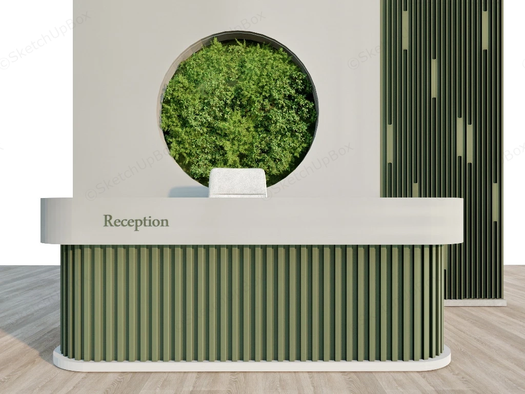 Elegant Olive Green Reception Desk sketchup model preview - SketchupBox