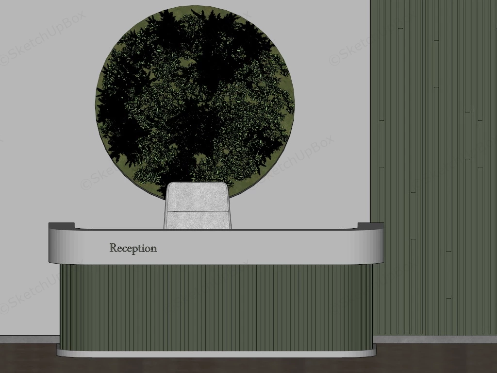 Elegant Olive Green Reception Desk sketchup model preview - SketchupBox