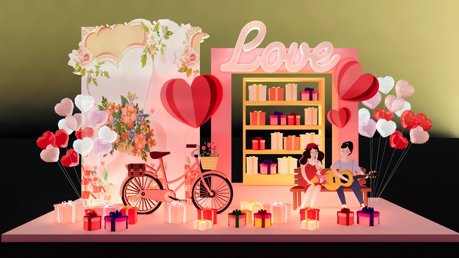 Valentine's Day Art Installation sketchup model preview - SketchupBox