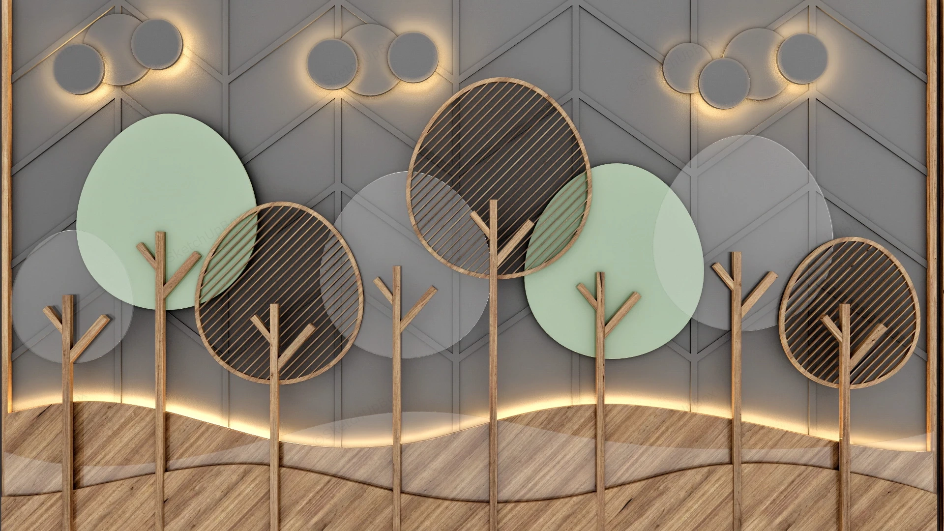2 Kids Room Features Wall Ideas sketchup model preview - SketchupBox
