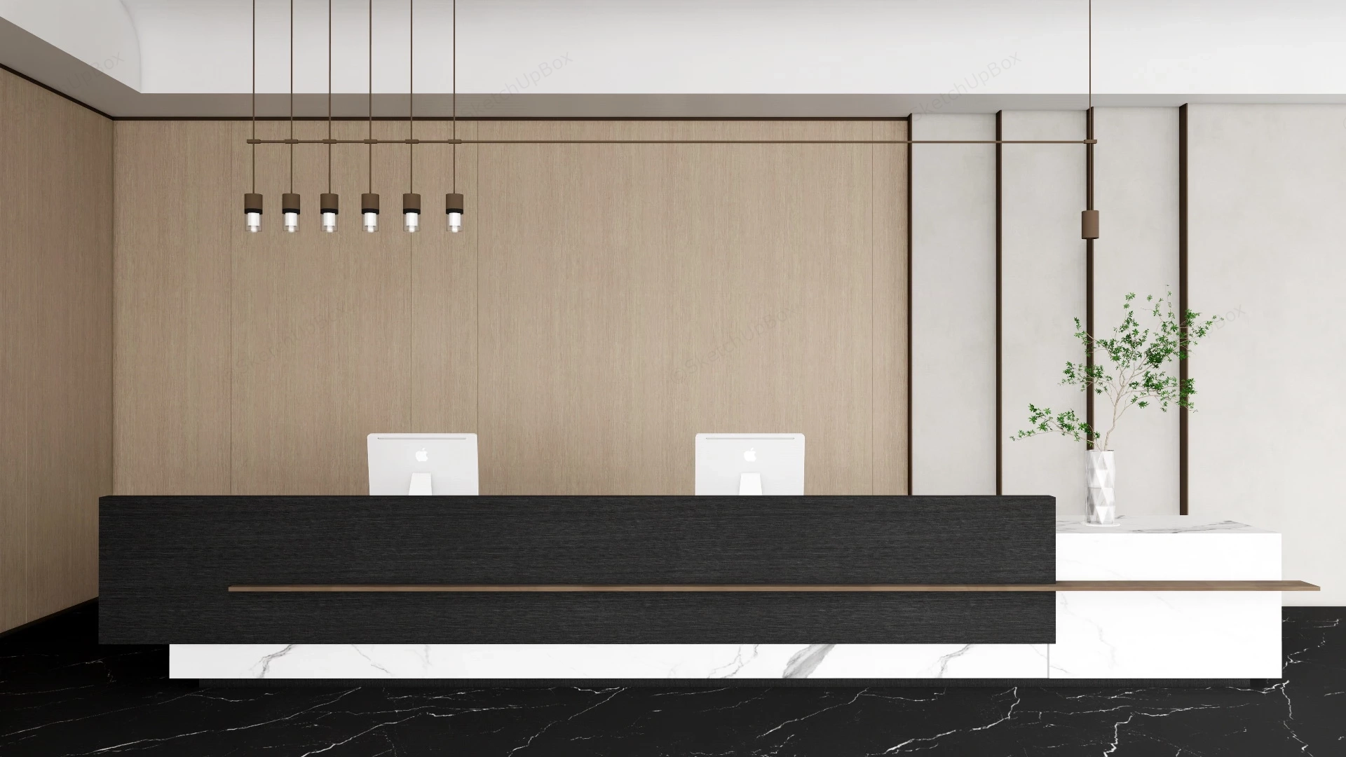Modern Hotel Reception Counter sketchup model preview - SketchupBox