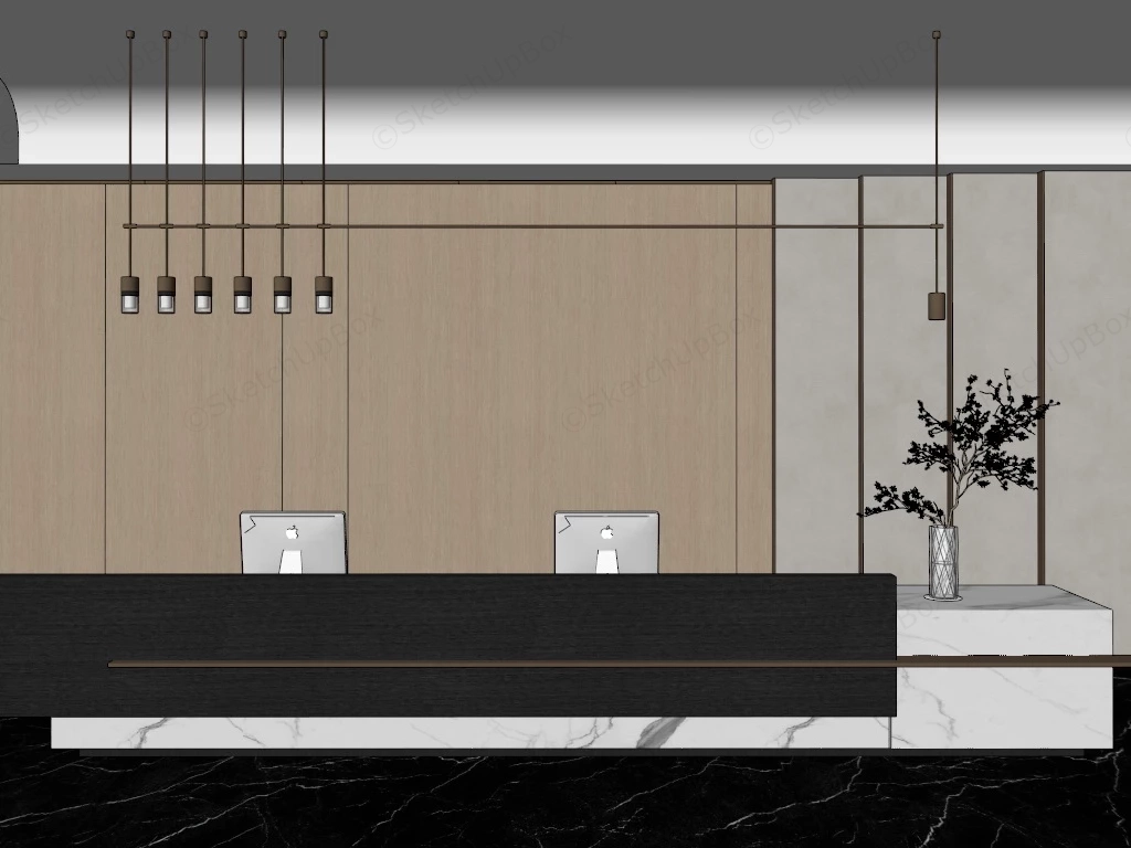 Modern Hotel Reception Counter sketchup model preview - SketchupBox